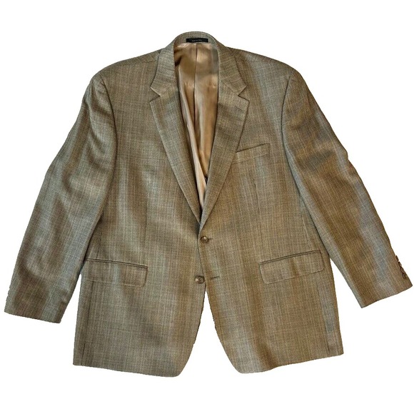 mens tan dotted‎ Chaps all season wool blazer jacket sport suit coat 48 L - Picture 1 of 10